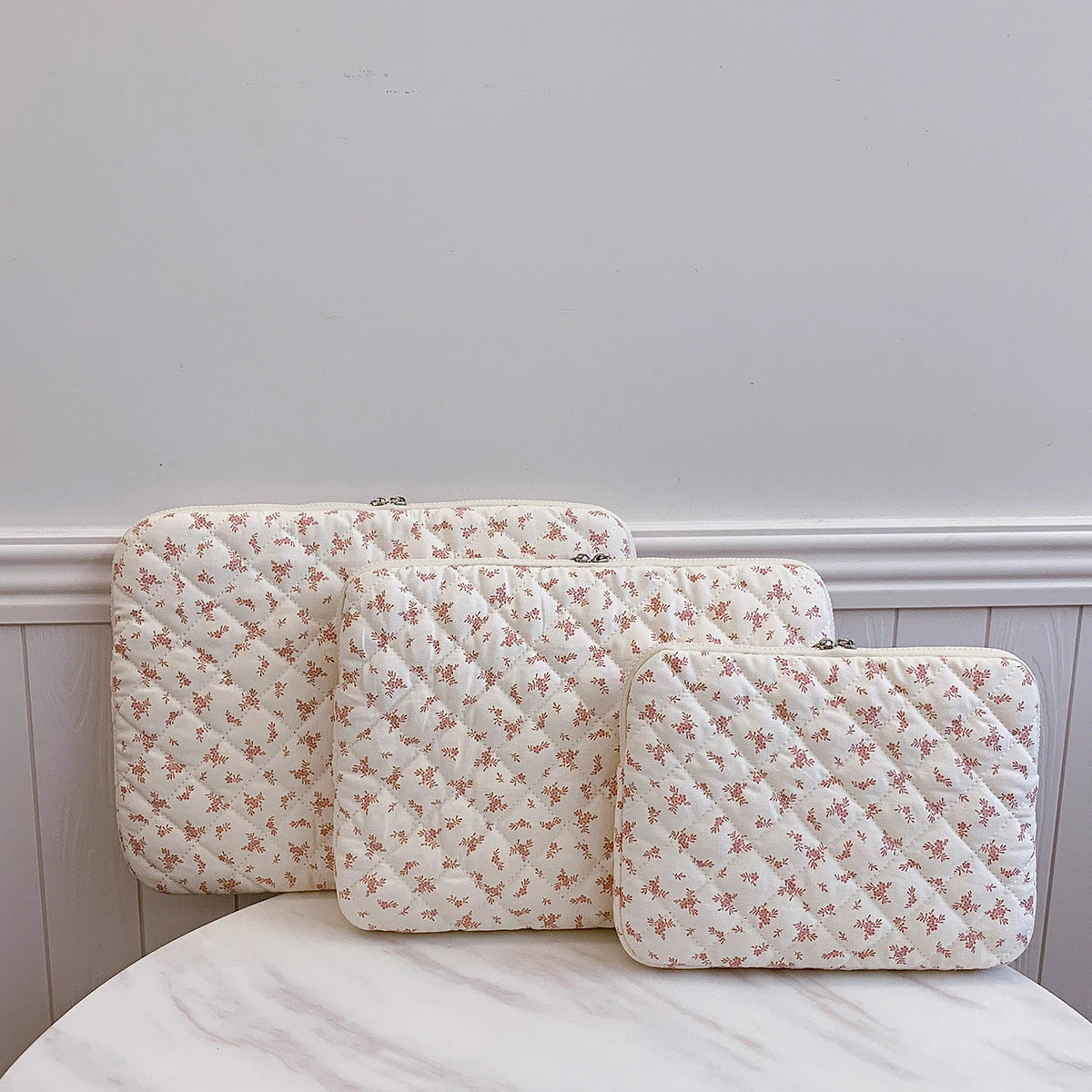 1 Pc Chic Flower Print Quilted  Laptop Bag 11 Inch/14 Inch/15 Inch Computer Bag Protection Case Laptop Sleeve Computer Case Bag