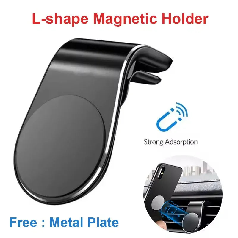 Mini Magnetic L-Type Phone Holder Air Vent Magnet Car Mount GPS Car Bracket for iPhone Samsung Xiaomi