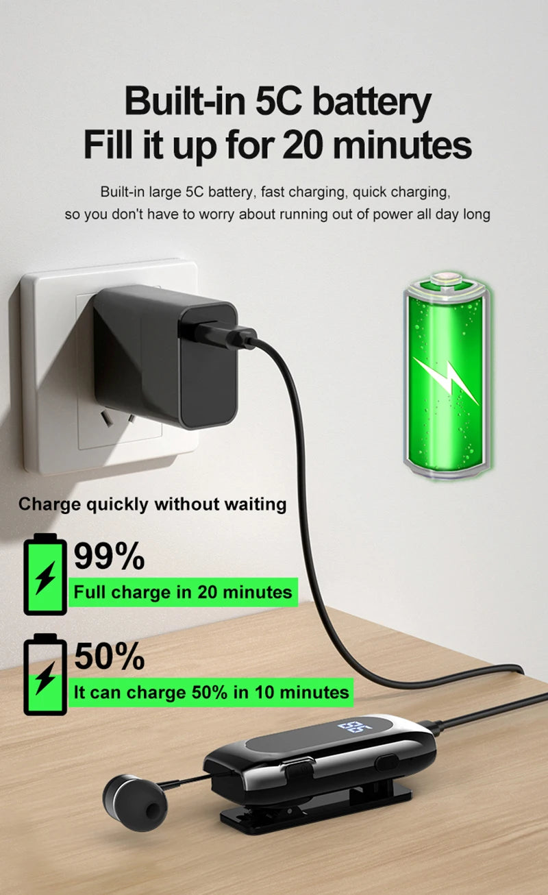 New K88 Lavalier Business Headset Bluetooth 5.4 Bass Earphone Call Vibration Reminder+Voice Number Reporting Wireless Headphone