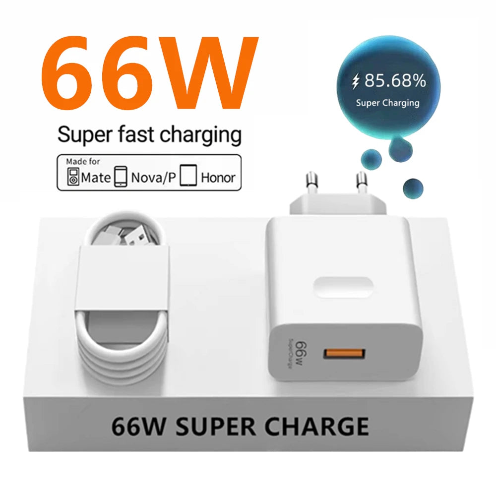 66W Super Fast Charger For Huawei Mate 40 50 P50 P60 Nova 11 Honor 90 100 X8b Magic 5 Lite 6 Pro Type C Quick Charging 6A Cable