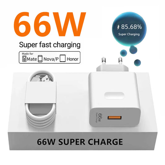66W Super Fast Charger For Huawei Mate 40 50 P50 P60 Nova 11 Honor 90 100 X8b Magic 5 Lite 6 Pro Type C Quick Charging 6A Cable