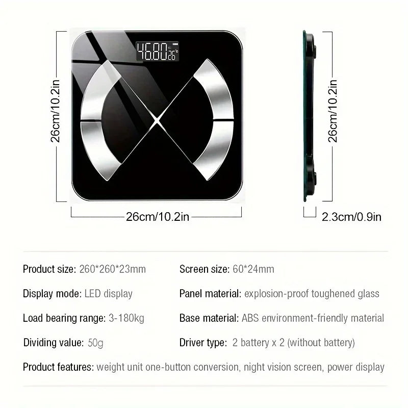 1pc intelligent body fat scale, high-precision wireless electronic weight scale, high-definition display, health data analysis