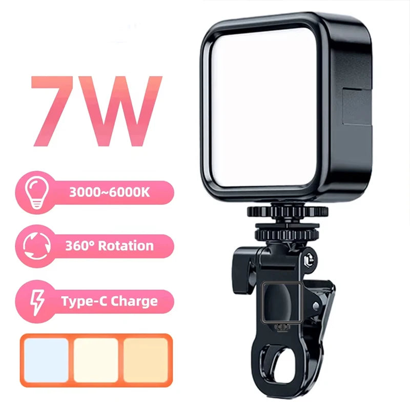 Portable Clip-On LED Selfie Light Rechargeable 3 Mode Fill Light for Smartphone Laptop Computer Video Conference Live Streaming