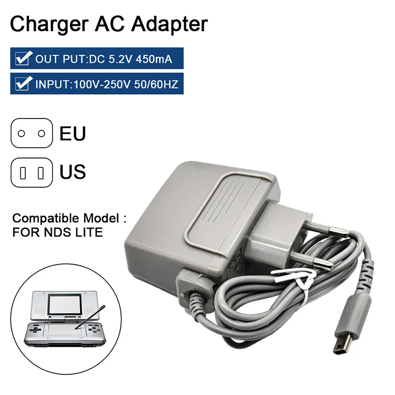 AC 100-240V Charger Travel Wall EU US Plug Charger Adapter Power Supply for Nintendo DSL DS Lite NDSL AC Adaptor Accessoires