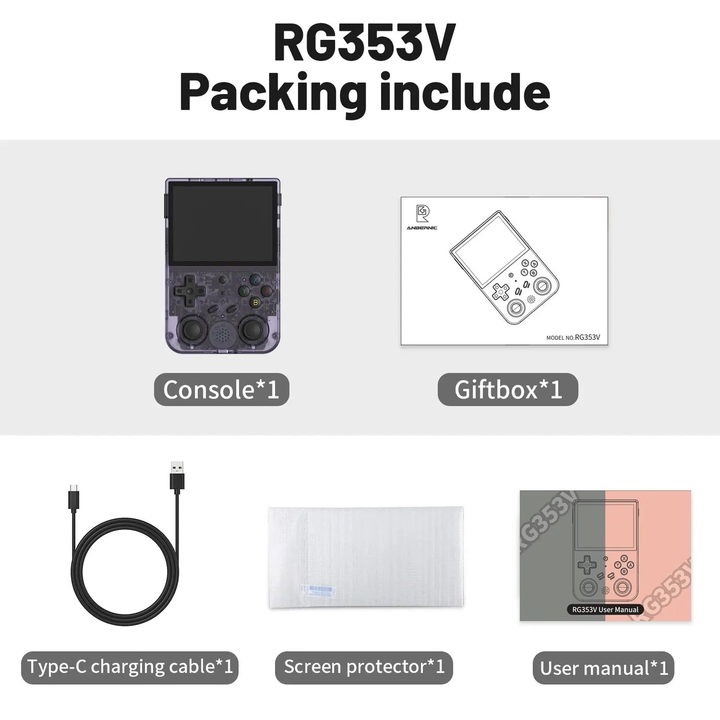 ANBERNIC RG353V RG353VS Handheld Gam Console 3.5'' IPS Screen HDMI Output Android Linux OS Built-in Retro Emulator Player Gifts