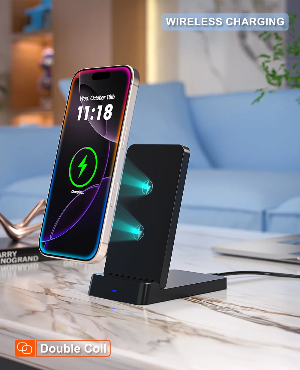 Wireless Charger Phone Desktop Folding Holder Stand For iPhone 16 15 14 13 12 Pro Max Samsung S24 Xiaomi Fast Charging Station