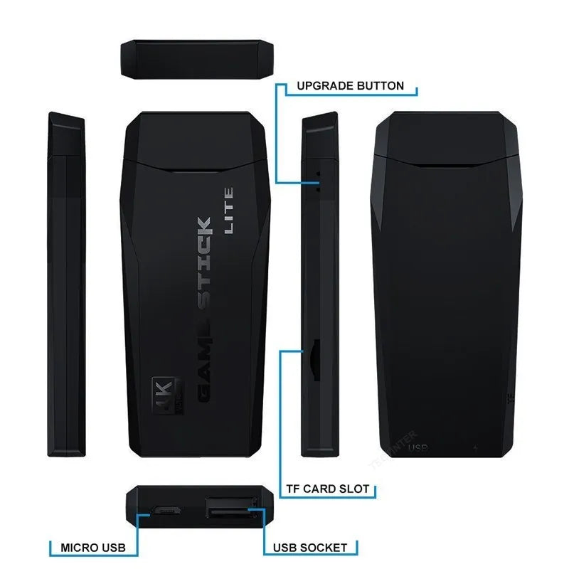 M8 4K Retro Game Stick - 64GB Handheld Console Preloaded with 20,000+ Games & Wireless Controller for PS1 Emulation