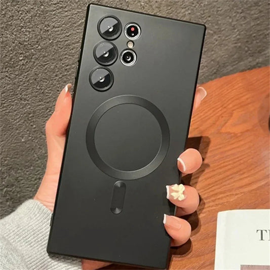 Luxury Matte Magnetic Case for Samsung S25 S24 S23 S22 Ultra S21 S20 Plus Capa for Samsung Note 20 Ultra Magsafe Phone Cover