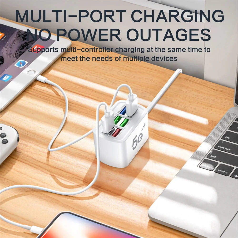 Universal 6 Ports USB Charger Fast Charging Power Strip Adapter Quick Charge Socket For iPhone 15 16 Xiaomi Wall Charger Sockets