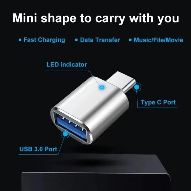 USB 3.0 OTG adapter USB-C to USB A converter suitable for Macbook Samsung Xiaomi Huawei LED USBC OTG connector