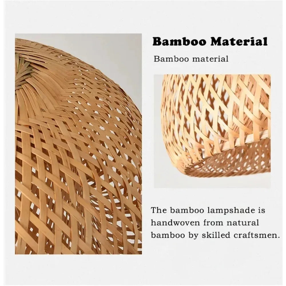 30/38/45CM Hand Knitted Chinese Bamboo Pendant Lamp Weaving Hanging Lamp Restaurant Chandeliers Home Decor Lighting Fixture