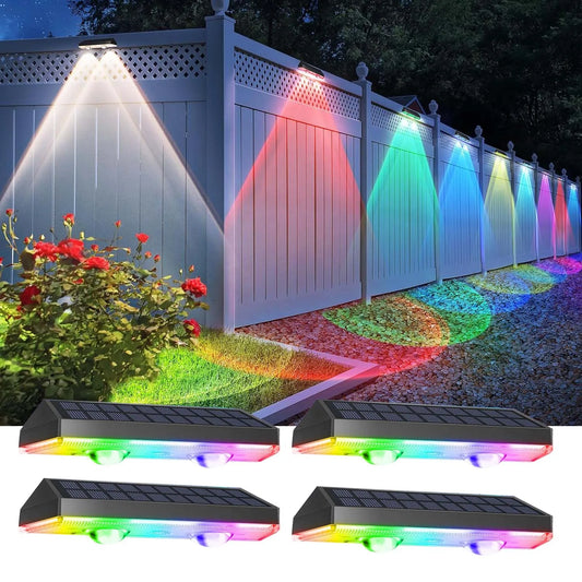 4/8pcs Solar Fence Light RGB Color Changing Outdoor Garden Yard Decor Step Lamp IP65 Waterproof Pathway Wall Stair Lamp Balcony