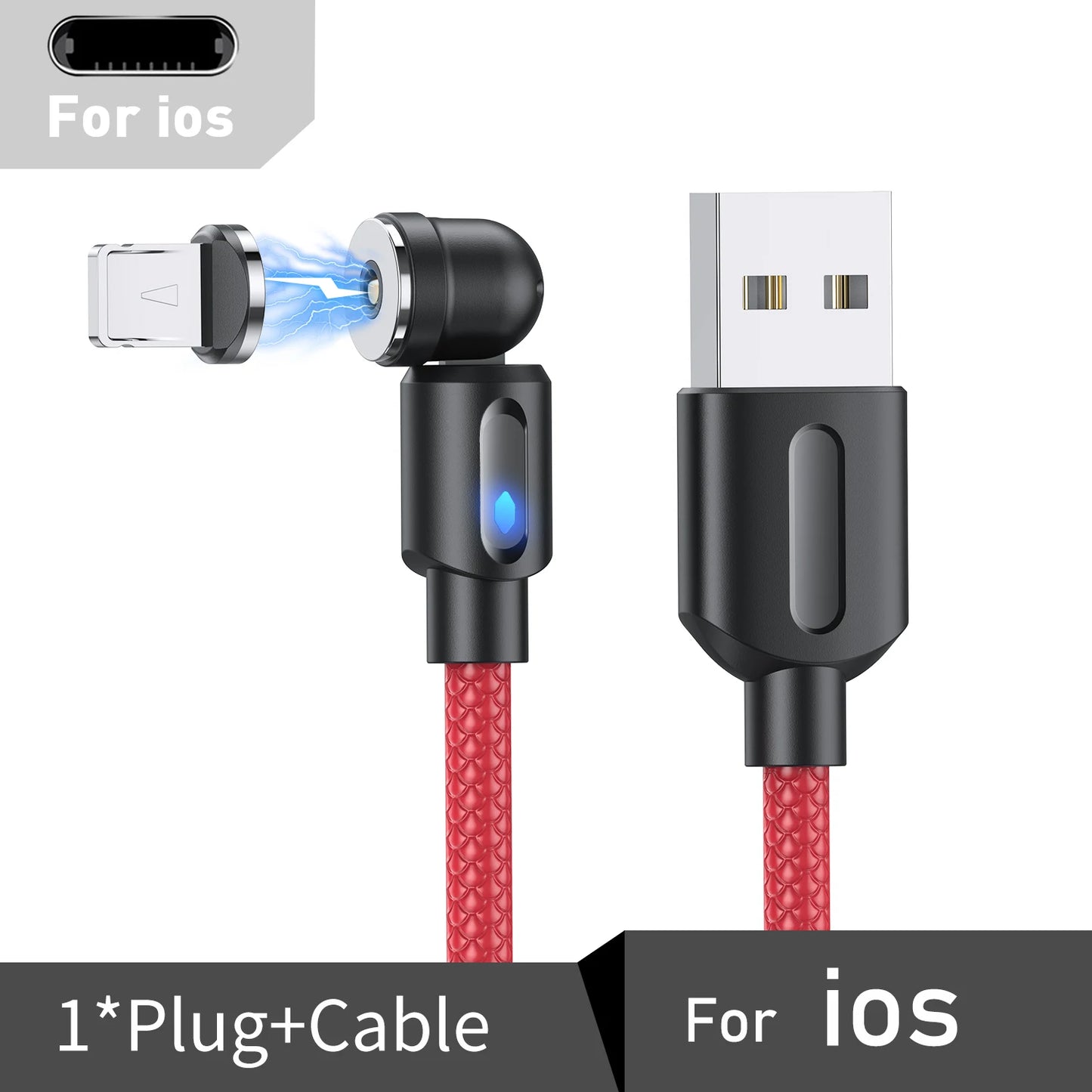 Magnetic Cable Type C Micro USB Cable Phone Charger 540 Degree Rotating Data Cable With LED For iPhone Xiaomi Huawei Samsung