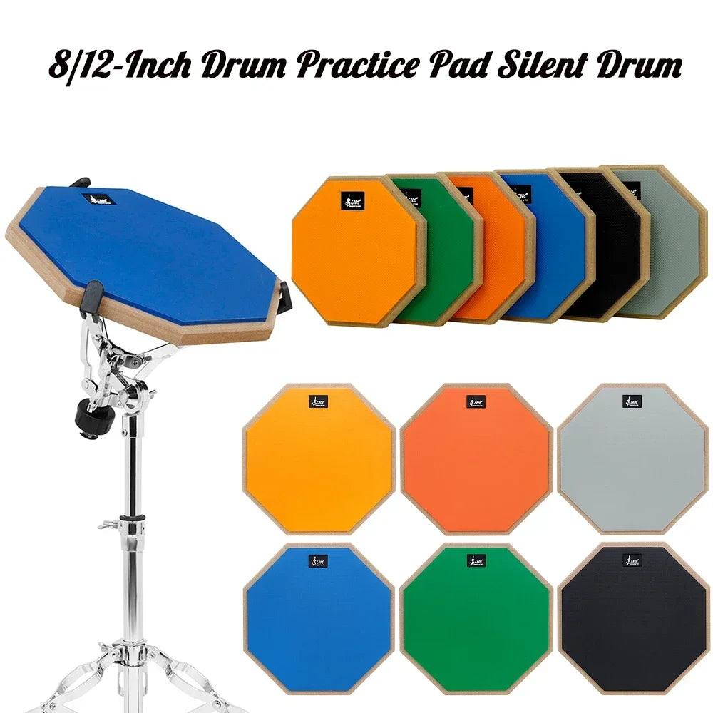 SLADE 8 Inch 12 Inch Drum Practice Pad Rubber Wooden Dumb Drum Pad Mute Training for Jazz Drums Exercise Beginners