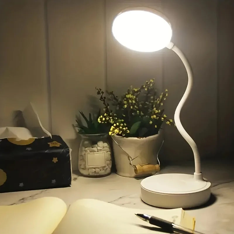 Flexible LED Desk Lamp with 3-Level Dimmer USB Powered Eye-Caring Warm/White Light  Perfect for Home Office Reading & Study