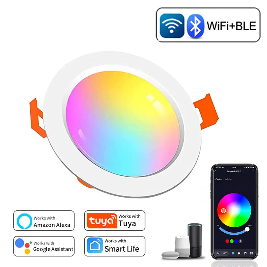 WiFi Smart LED Downlight Zigbee Down Light Dimmable Round Spotlight 5W 7W 10W 15W Color Change Alexa Google Home Vocie Control