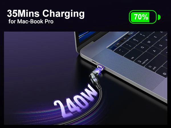 AUFU 16pin 180 Rotate Magnetic Cable 240W Fast Charging Micro USB Type C Cable For iPhone Xiaomi Samsung Magnet USB Phone Cable