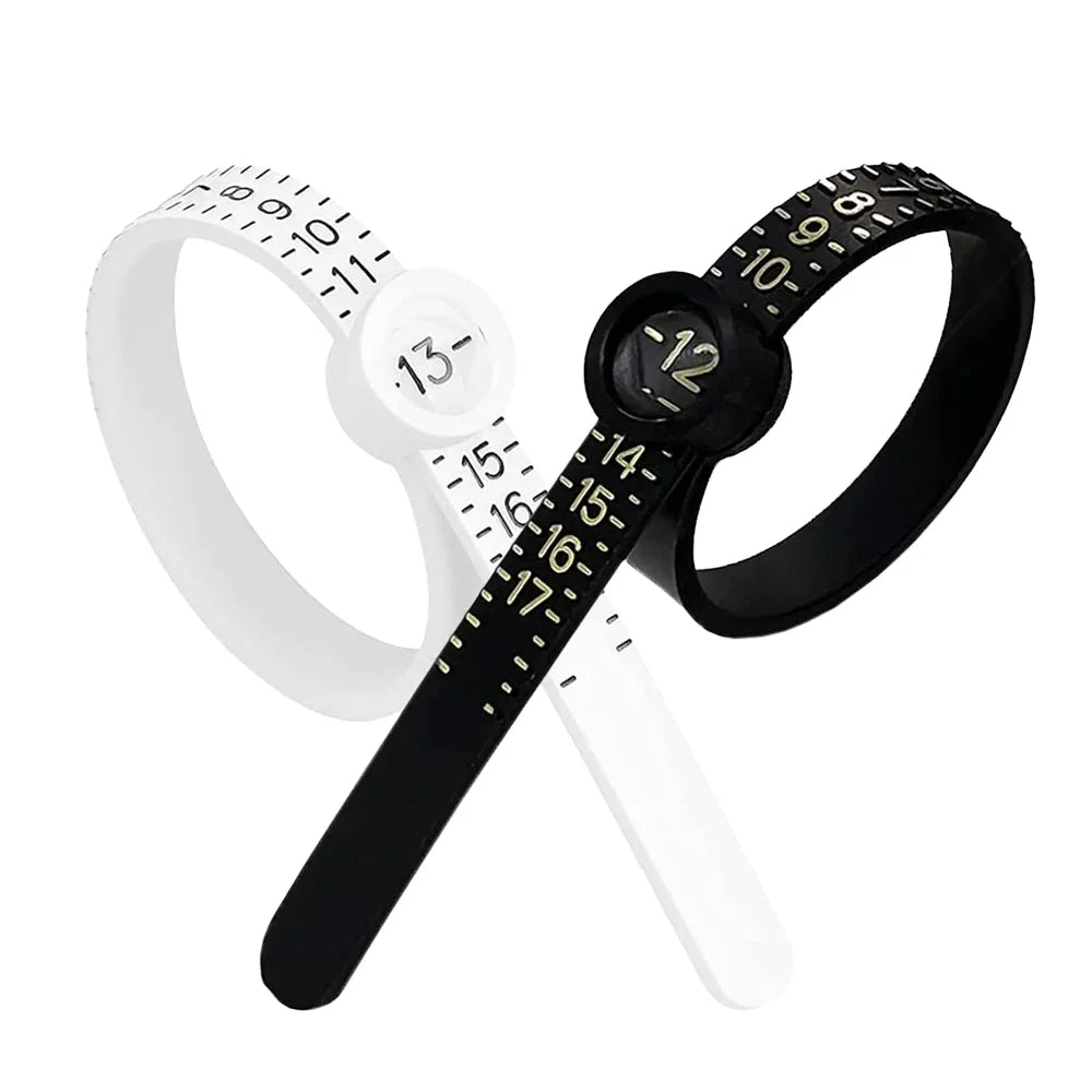 Adjustable Ring Sizer with Magnifier US/UK/EU/HK Size Chart Reusable Finger Measuring Tool for Accurate Ring Sizing