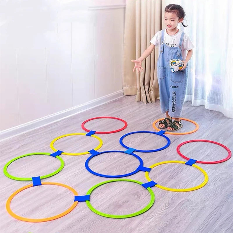 Outdoor Kids Jump Ring Game Set - 10 Hoops & 10 Connectors for Boys Girls, Fun Physical Training Sport Toys for Park Play