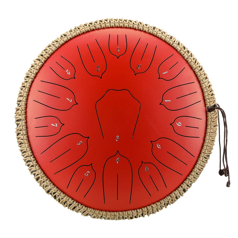 Hluru Music Drum 13 Inch 15 Notes Glucophone Steel Tongue Drum 15 Notes D Tone Ethereal Drum  Percussion Musical Instruments