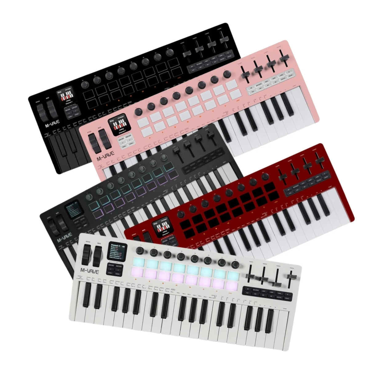 M-VAVE SMK-37 PRO MIDI Controller Keyboard 16 RGB Pads 8 Knobs Software Compatible for Music Production