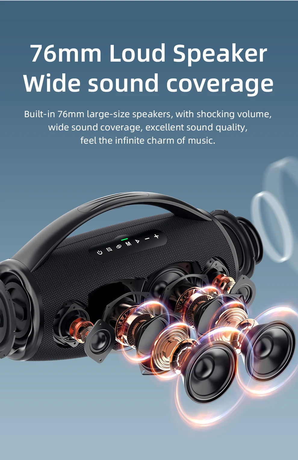 ZEALOT-S97 80W Bluetooth Speaker Powerful Wireless Speaker with Portable Handle, for Party, Camping,RGB Colorful Light