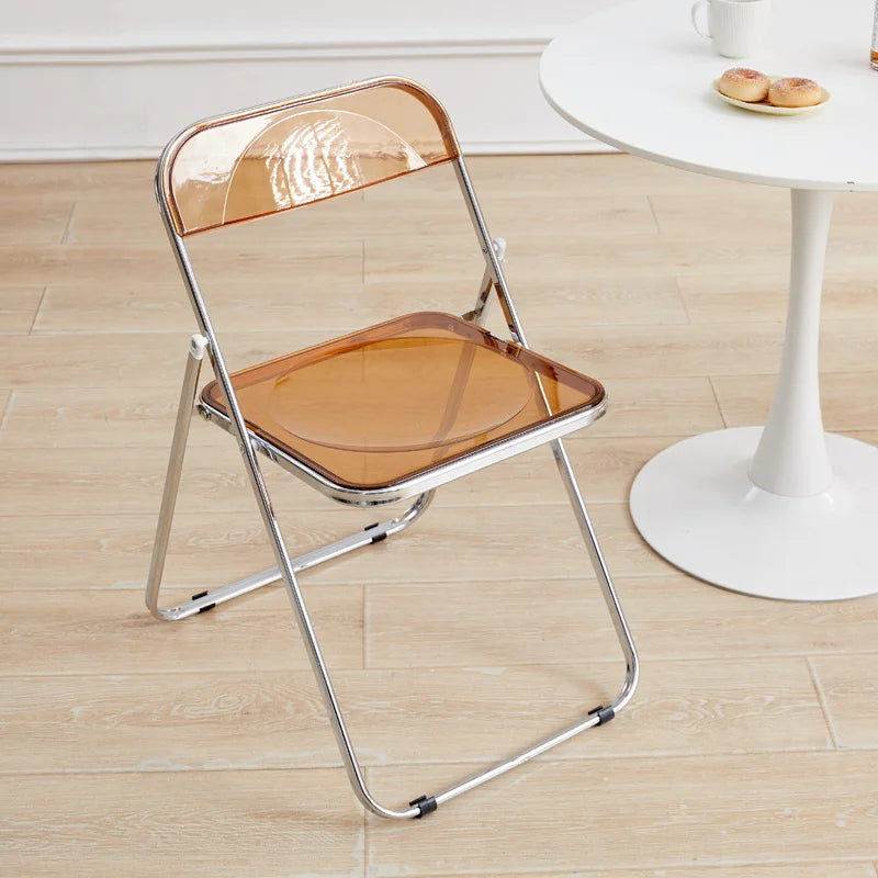Fashion Acrylic transparent folding chair restaurant household dining chairs Office folding chair Folding stool