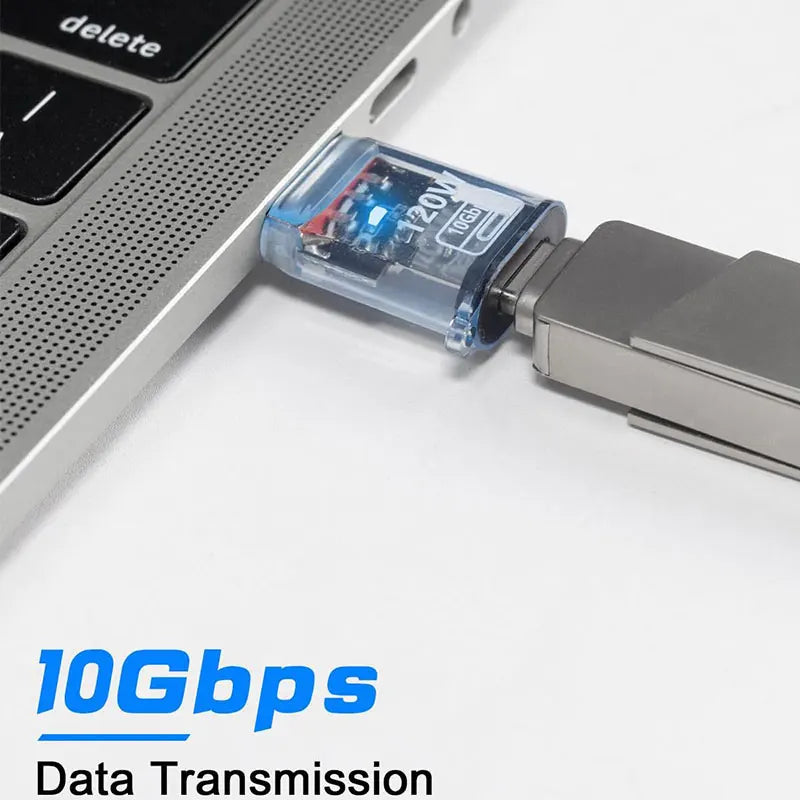 USB3.2 Adapter 10Gbps, 120W USB C Female to USB Male/USB Type-C Male to USB Female Adapter OTG Fast Charging with Double