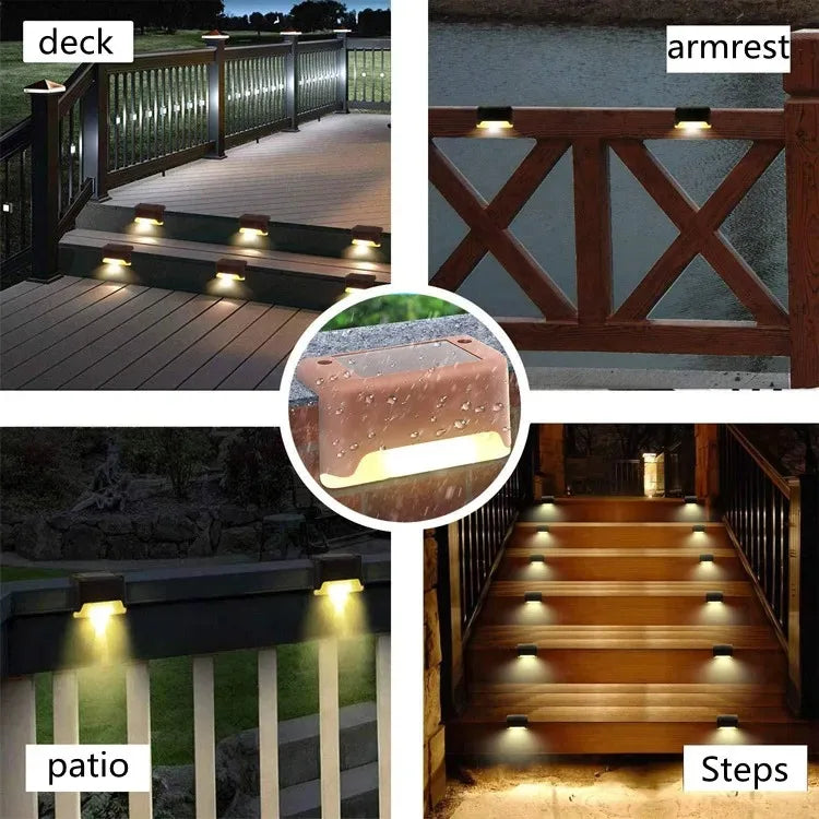 1-20PCS Warm White LED Solar StepLamp Path Stair Outdoor Garden Lights Waterproof Balcony Light Decoration for Patio Fence Light