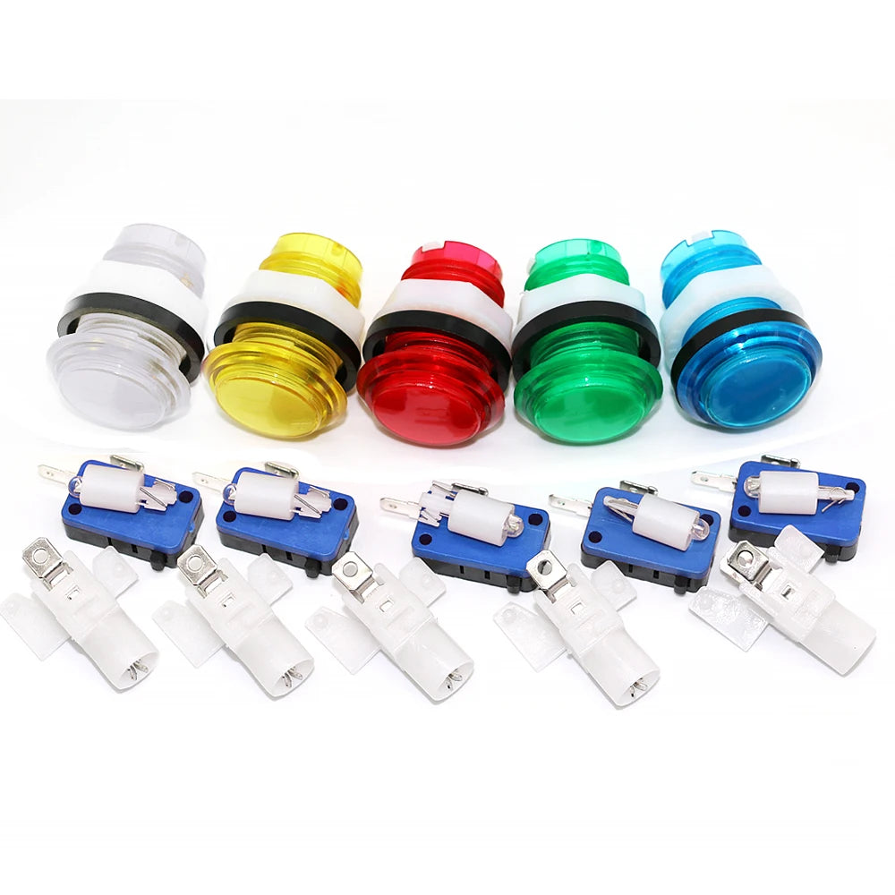 DIY Arcade Game Kit 2 Players Set Light Push Button American Style Joystick USB Encoder Cables For PC Raspberry Pi Mame Parts