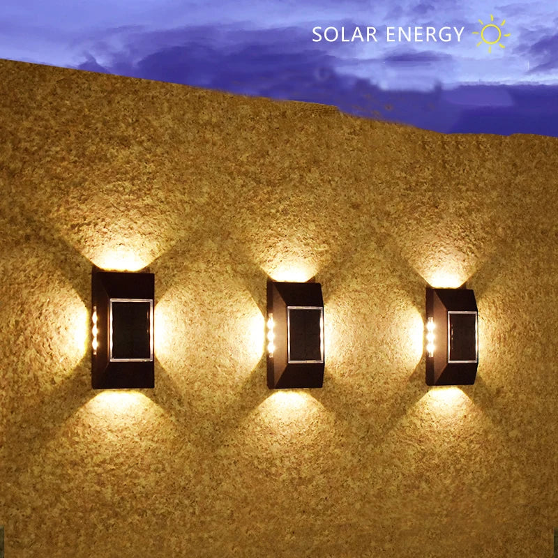 1/3pcs 12 LED Solar Wall Lamp Outdoor Waterproof Four Sides Glowing Light Staircase Villa Balcony Lighting Solar Wall Lights