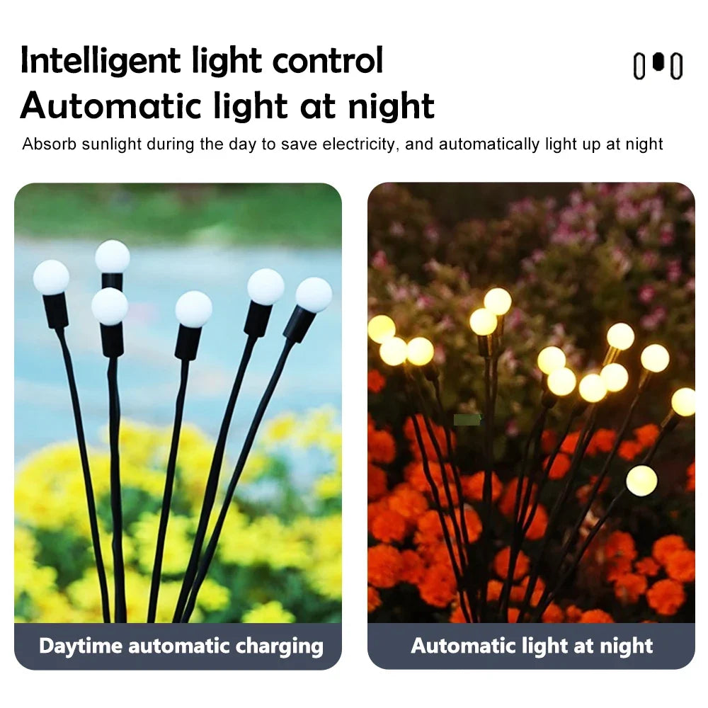 10 LED Outdoor Solar Firefly Lights Warm White RGB IP65 Waterproof Garden Starburst Light for Garden Path Yard Patio Landscape
