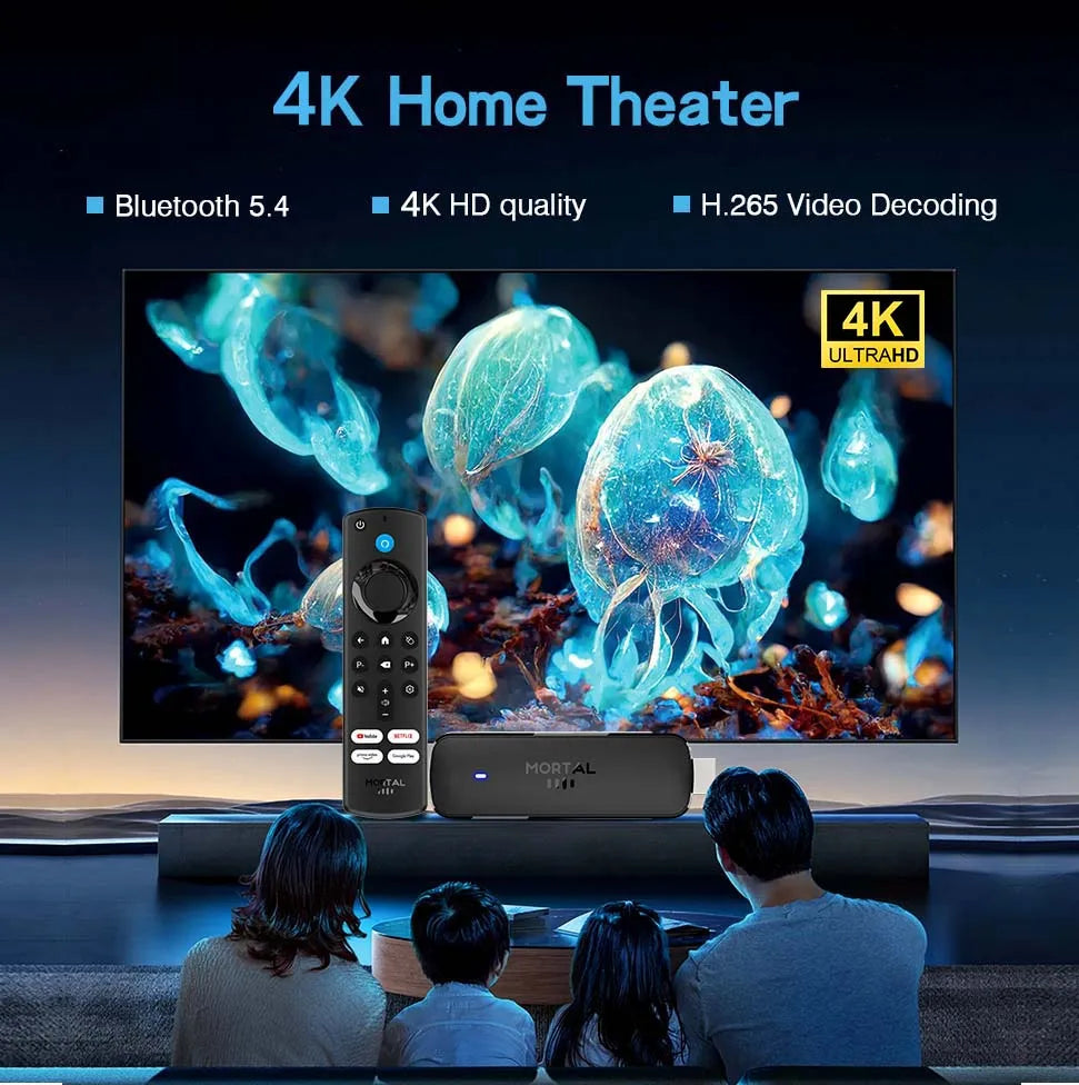 Factory Directly Android14 TV Stick Home theater Mortal Q8 Support 4K@60fps Video Wifi6 Allwinner H313 Quad Core Voice Remote