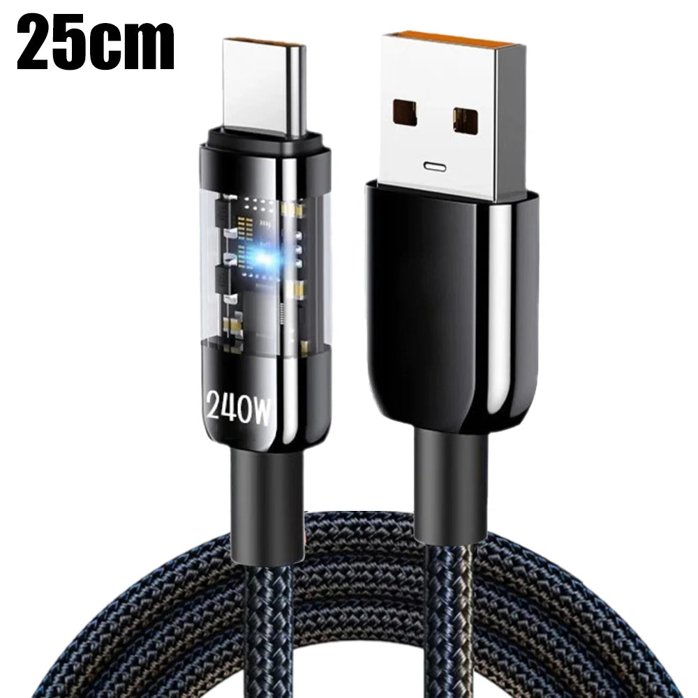 NNBILI 240W 6A USB To USB Type C Fast Charging Cable for Samsung Huawei Xiaomi LED lights Quick Charge Data Transfer USB C Cable