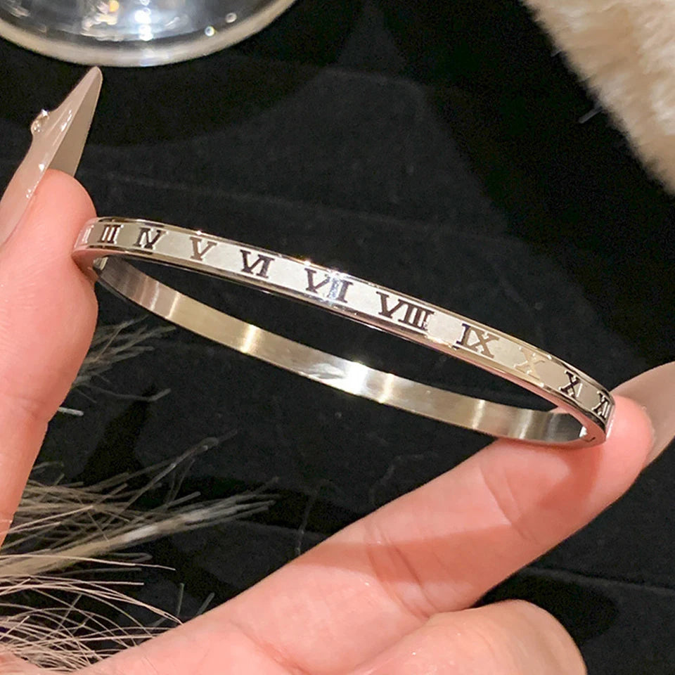 5/1pcs Sparkling Zirconia Inlaid Stainless Steel Bracelet Set for Women Stackable Bangles Fashion Non Fading Jewelry Gift