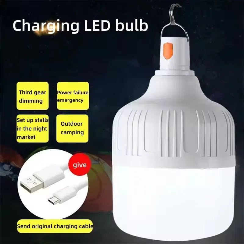 Portable Rechargeable LED Street Camping Light with Hook Dimmable Tent Lantern USB Charging Emergency Multifunctional LED Lamp