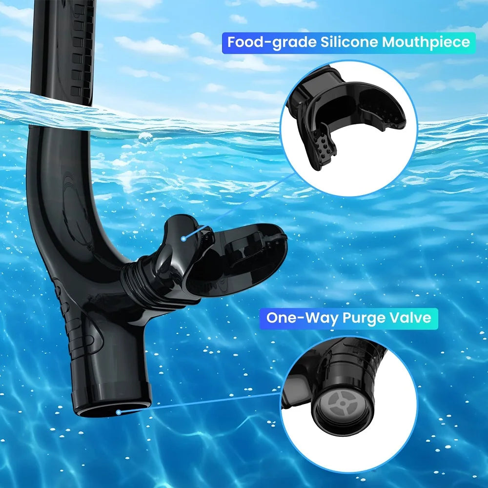Original Center-Mount Swimmer's Snorkel for Lap Swimming and Swim Training Silicone Mouthpiece One-Way Purge Valve