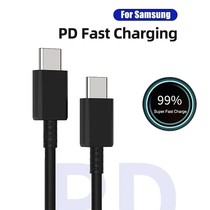Fast Charging Type-C Cable 5A 45W PD USB-C Super for Samsung S21 FE S22 Plus S23 S24 Ultra Note 20 A14 A15 A33 A34 A53 A54 A55