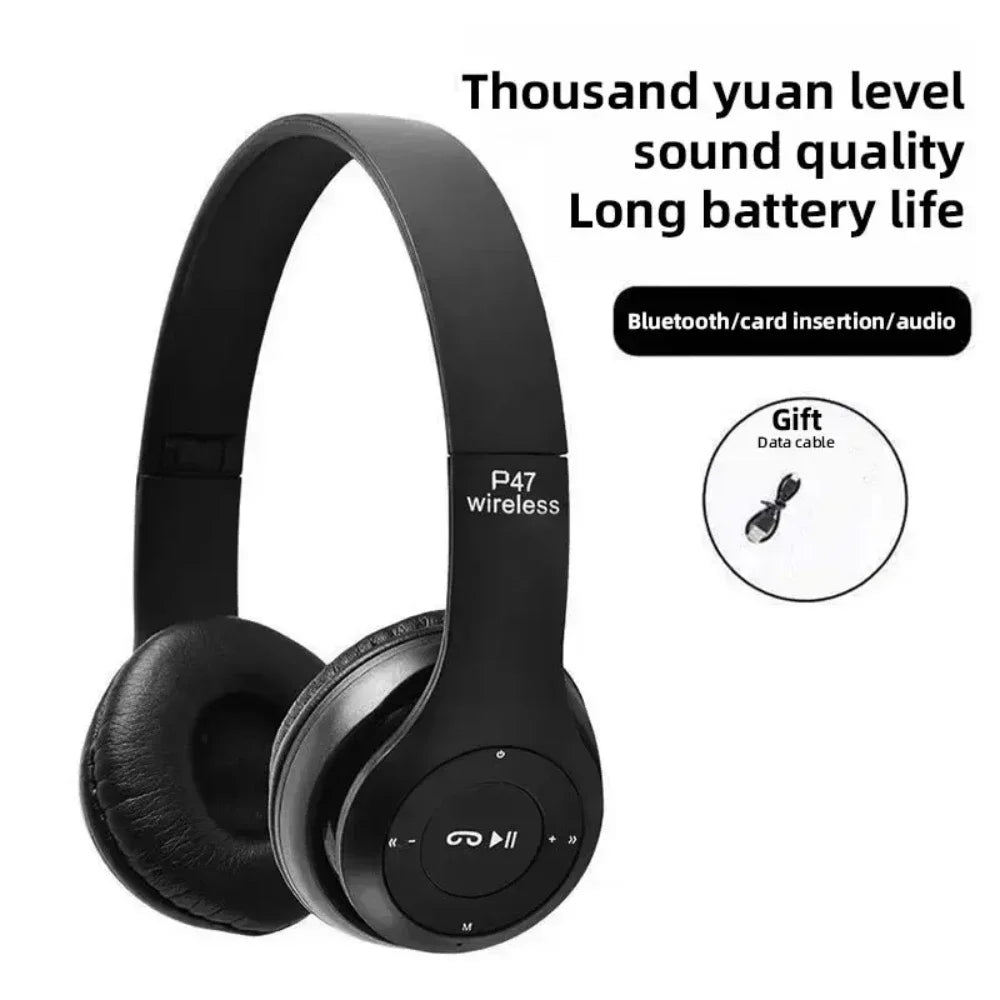 P47 Foldable Wireless Bluetooth 50 HIFI Stereo Bass Headphones for Music Gaming Kids Girls Smartphone Audio Earphones Device