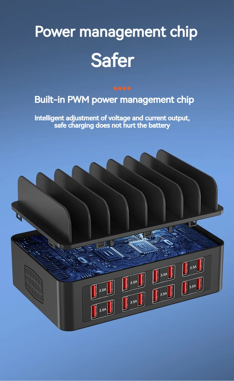 ASENGRY 150W Universal Multi USB Charger 16 Port USB Charging Station Tablet Stand For Ipad Iphone 15 14 13 Pro Max Samsung S24