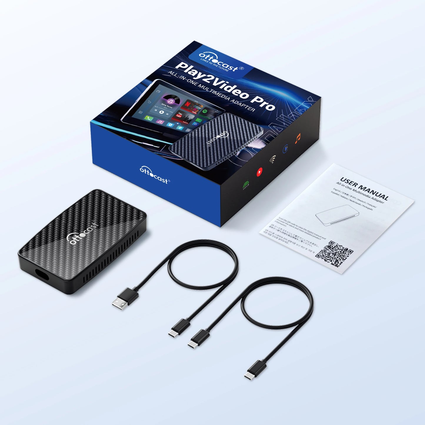 OTTOCAST Play2Video Pro for Youtuber for NetFlix for IPTV Wireless Android Auto CarPlay Adapter Car Accessories Mens Gift 2025