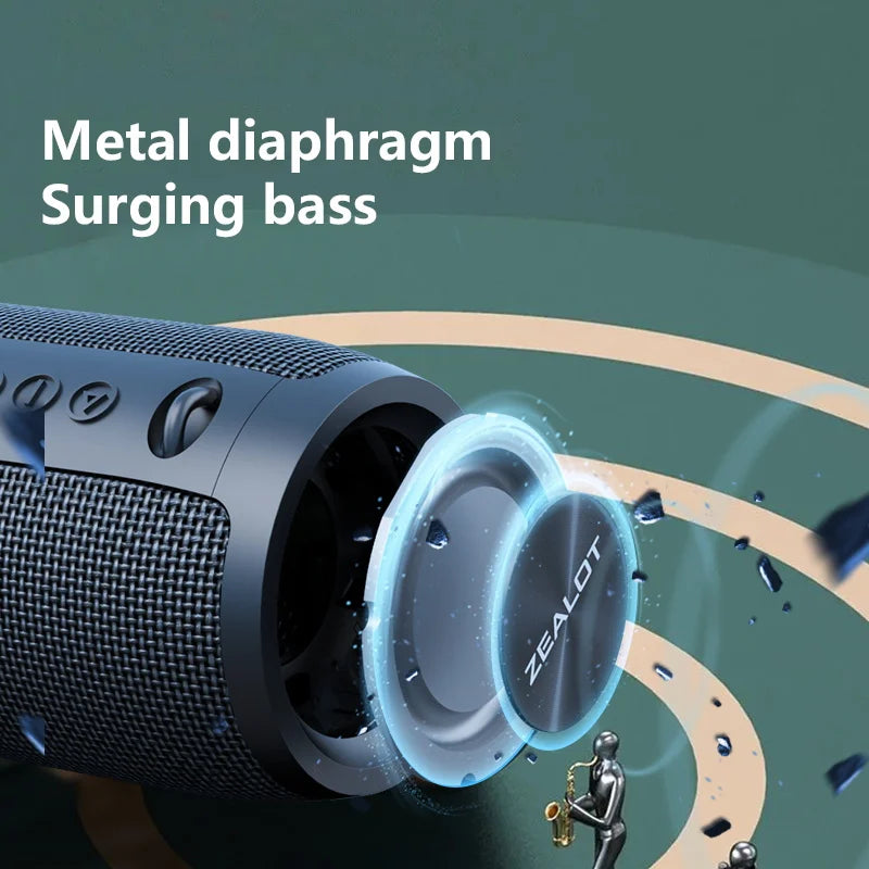 ZEALOT S51 Pro 40W Wireless Speakers, Outdoor Portable Subwoofer Speaker, Waterproof IPX 6,  Dual Pairing,5200mAh Battery.