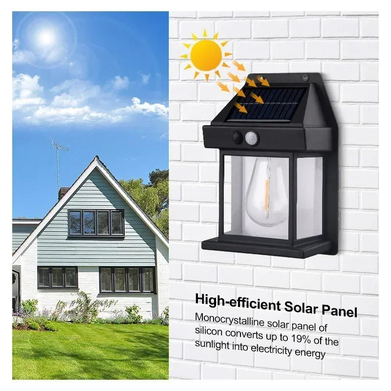 LONGRIVER Solar Tungsten Night Lamp Intelligent Motion Sensor Wall Lamp BK-888 Waterproof Courtyard Garden Decoration Lantern