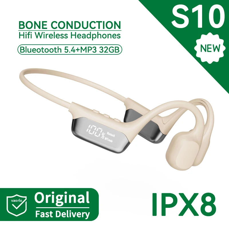 IPX8 True Waterproof Bluetooth 5.4 Swimming Diving Bone Conduction Headphone 32GB MP3 Player Summer Sports Cycling Music Headset