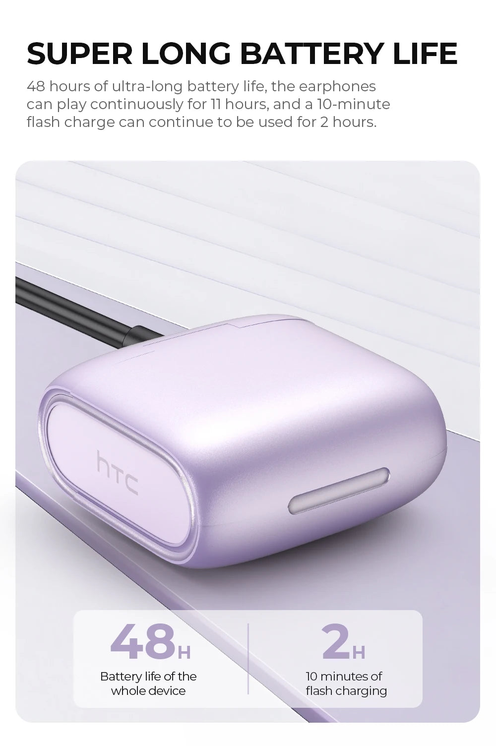 HTC NE23 Earphones Bluetooth V6.0 Open-Ear Wireless Headphones AI Translator Earbuds HD Call Sleek Thin lightweight Earhook