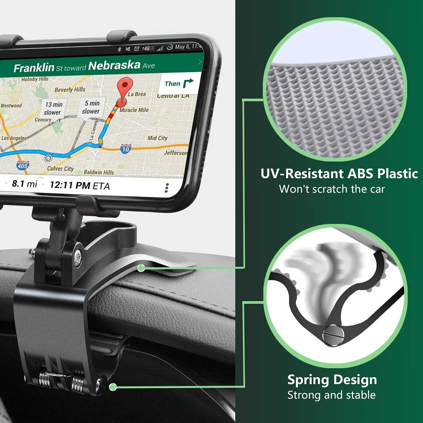 360 Degree Rotation Car Phone Holder Stand Universal Car Dashboard Clip Mount GPS Bracket For iPhone Samsung Xiaomi Huawei Phone