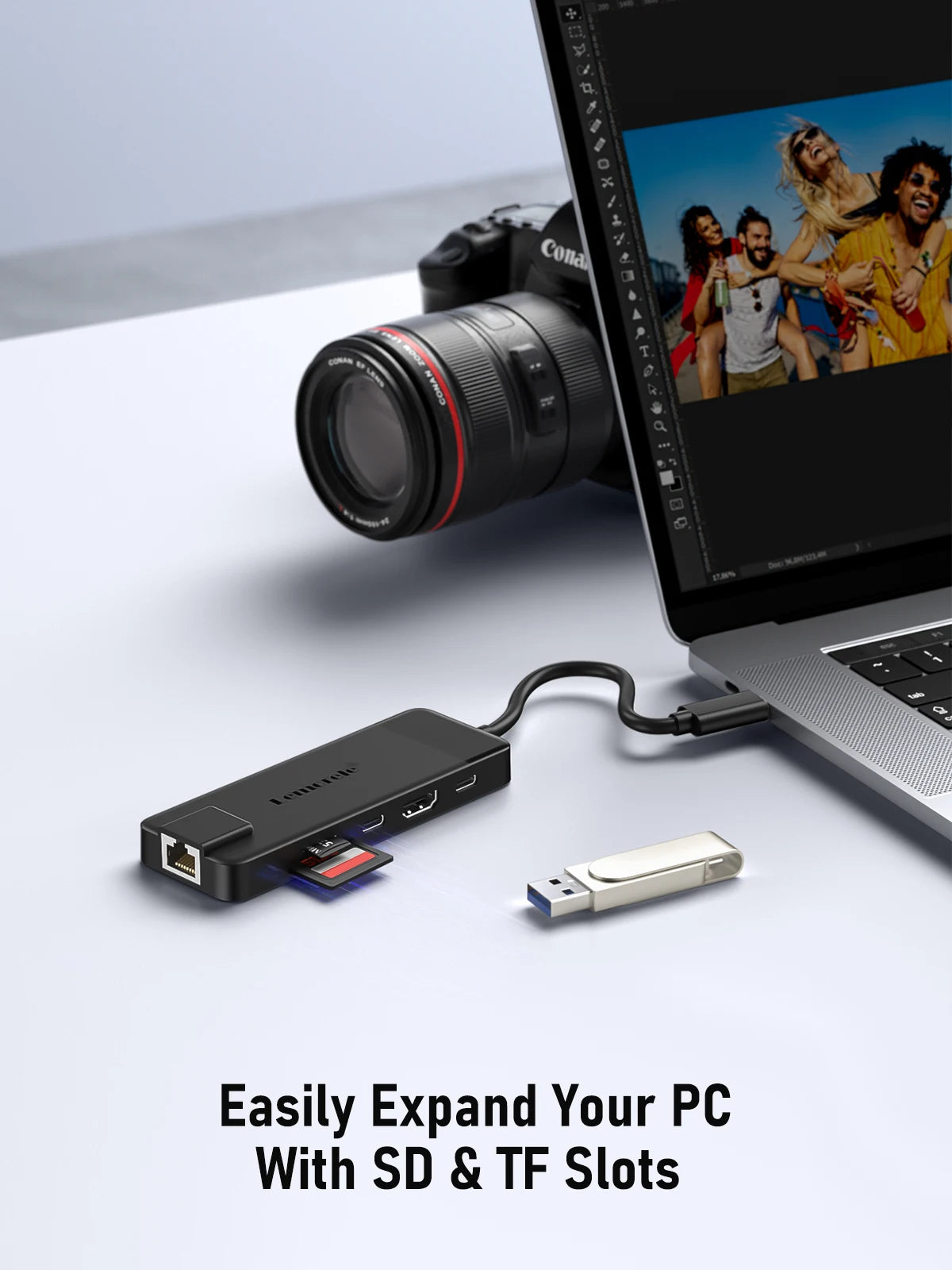 Lemorele 10 in 1 USB C HUB Docking Station Type C Adapter 4K@60Hz HDMI 100W PD RJ45 1000Mbps Ethernet SD/TF Slot for Mac Laptop