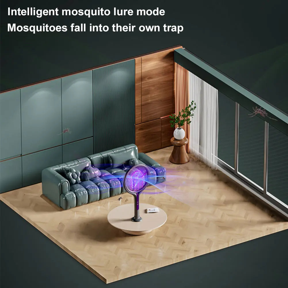 Rotating Head Bug Zapper Racket Rechargeable Electric Fly Swatter Fly Killer and Mosquito Trap Lamp for Indoor and Outdoor
