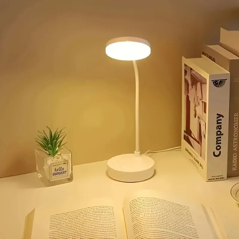 Flexible LED Desk Lamp with 3-Level Dimmer USB Powered Eye-Caring Warm/White Light  Perfect for Home Office Reading & Study