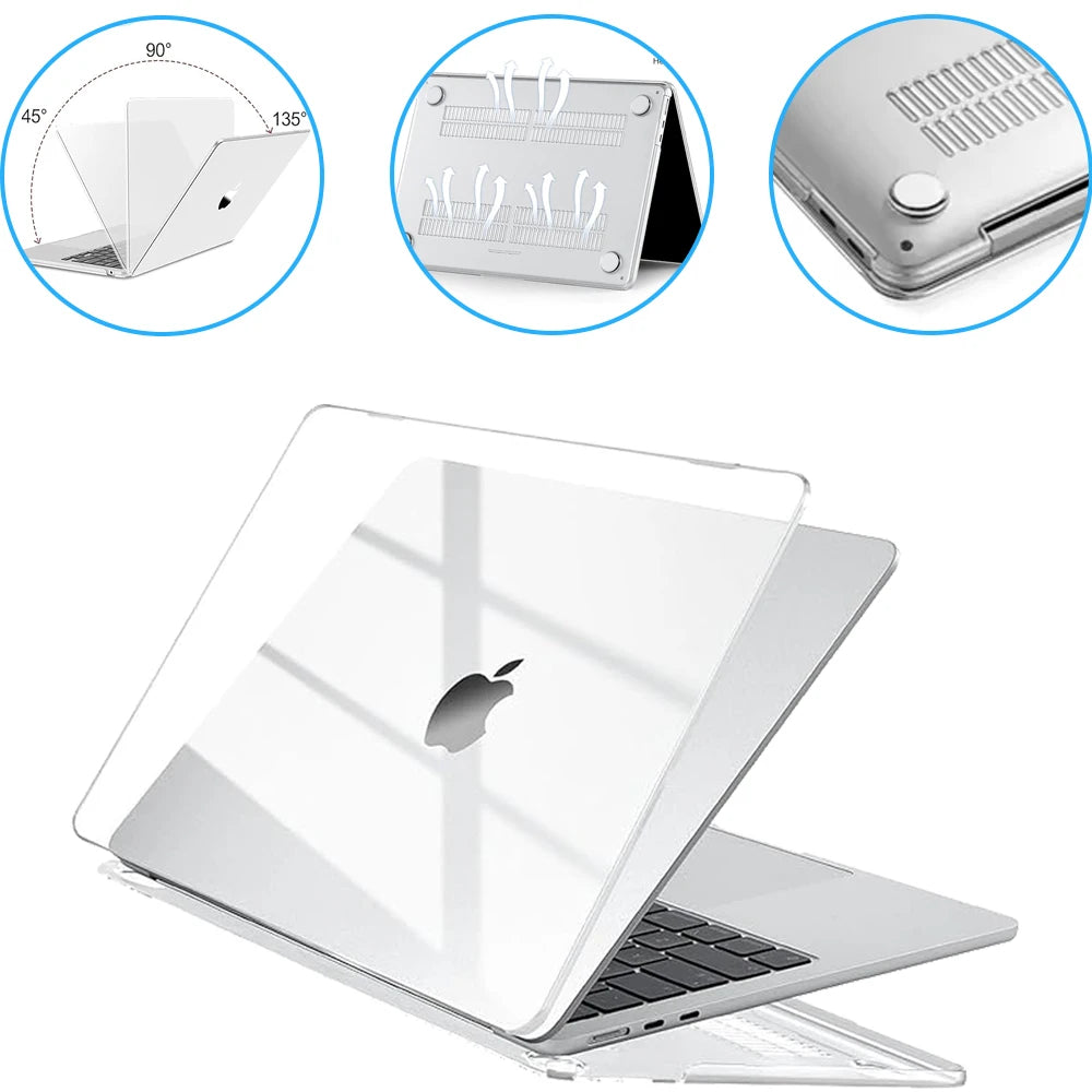 Compatible with MacBook Air 13 Inch Case 2025-2022 M4 M3 M2 Case, For Macbook Pro 14 M4 2024 Cover, Plastic Hard Shell, Crystal